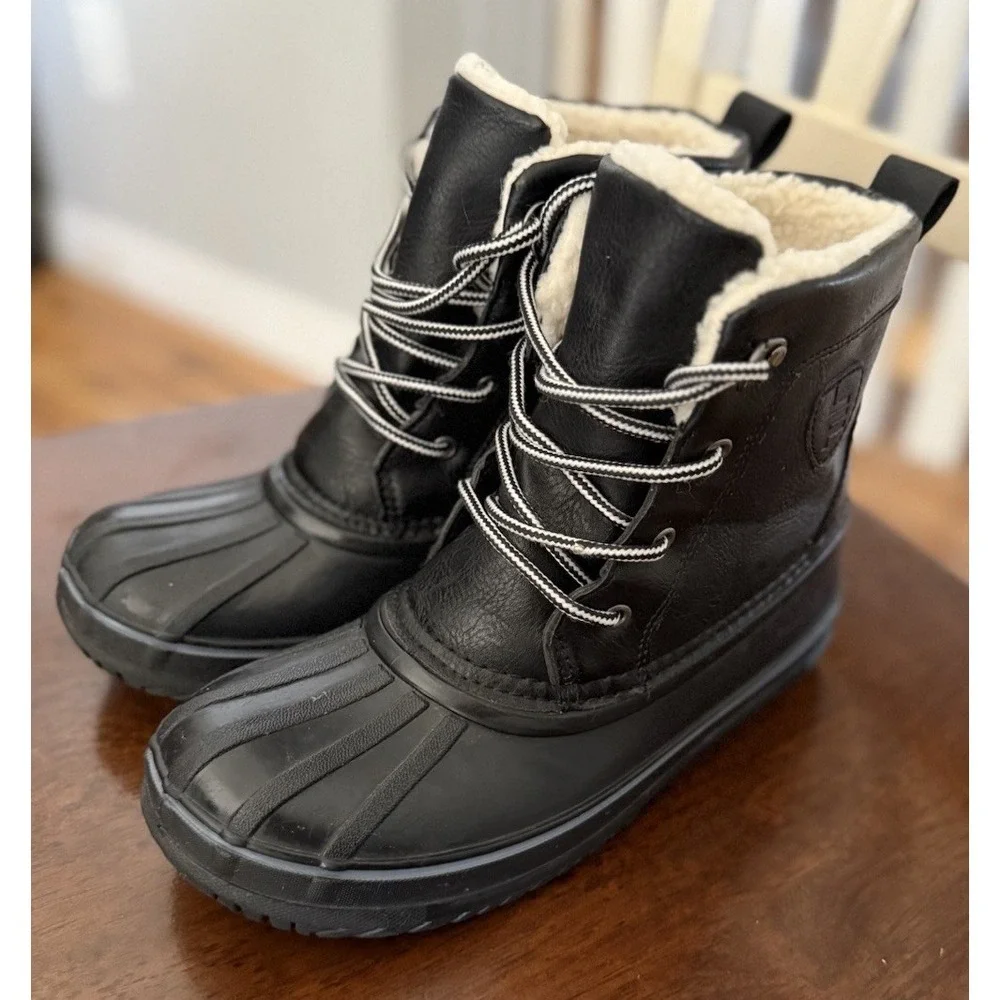 Insulated Snow Boots Big Kids Size 5 London Fog Brown Water Resistant Duck Boot